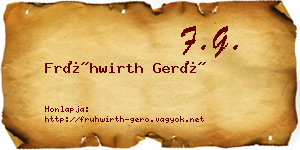 Frühwirth Gerő névjegykártya